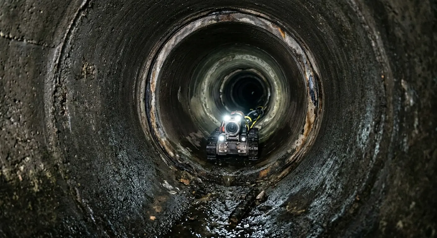 Robotic sewer camera inspecting pipe interior for Sewer Line Repair in Coeur d'Alene